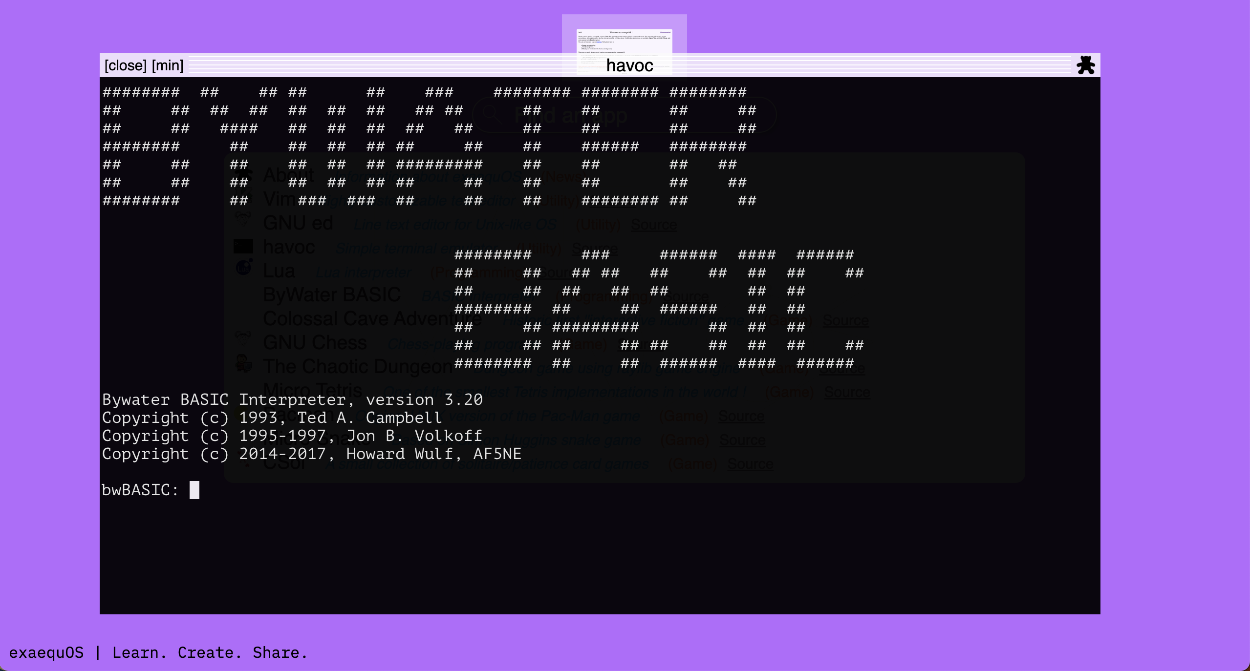 BWBASIC interpreter